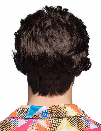 Vue de dos de la perruque avec moustache pour homme