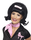 Perruque années 50 pour femme noire avec nœud rose