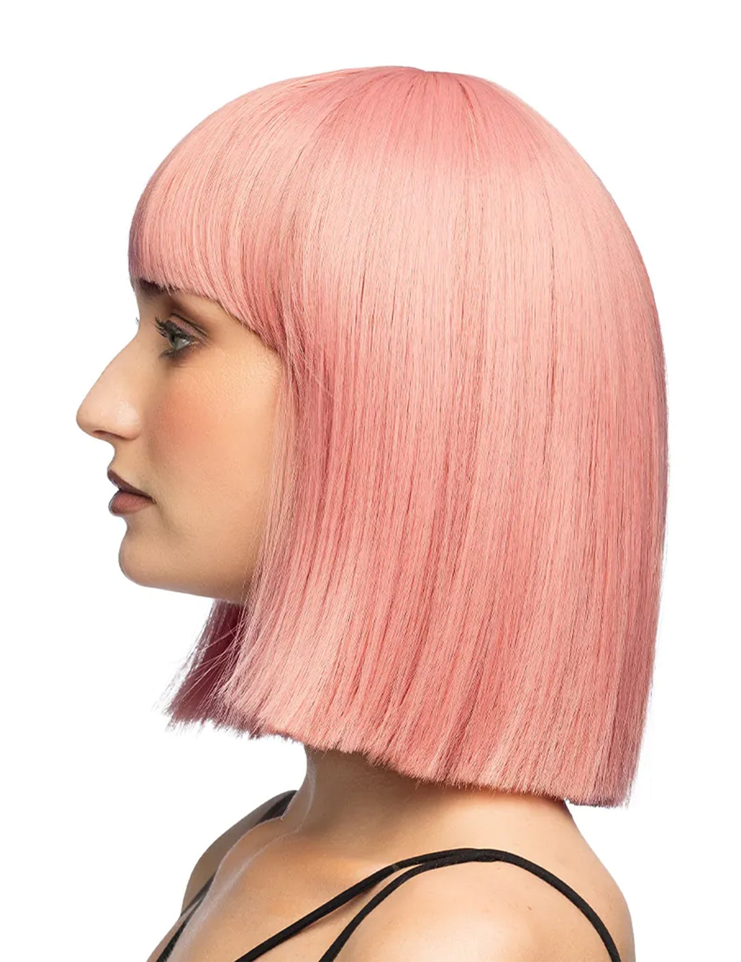 Perruque coiffable carrée rose pastel luxe femme