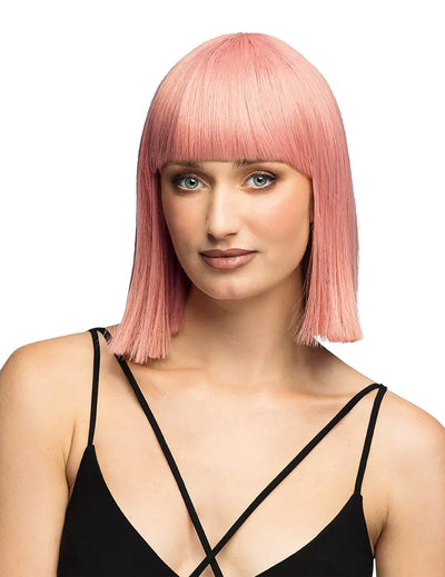 Perruque coiffable carrée rose pastel luxe femme