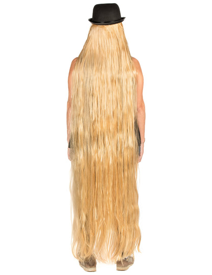 Vue de dos de la perruque extra longue blonde pour adulte