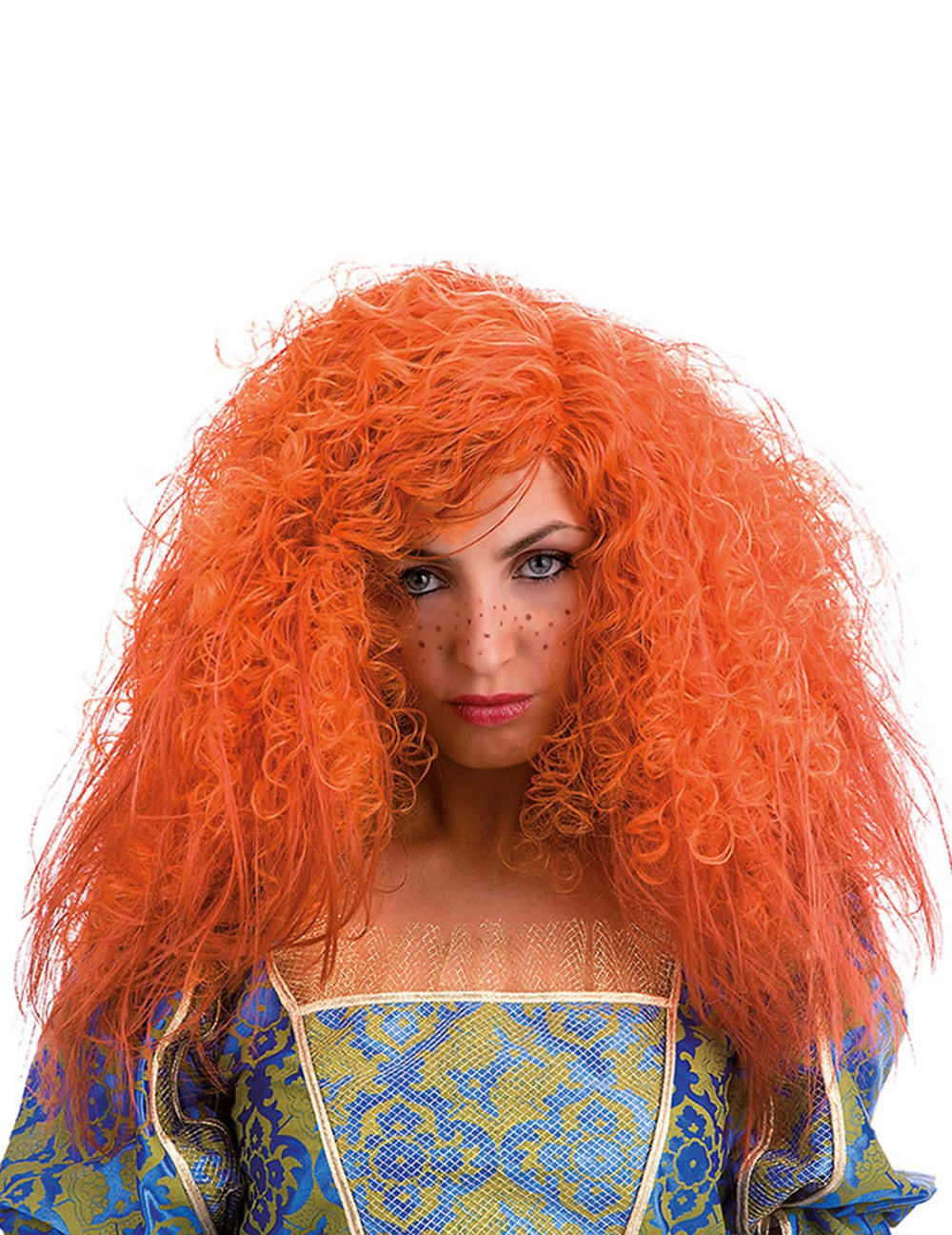 Lockige Perücke für Damen orange voluminös