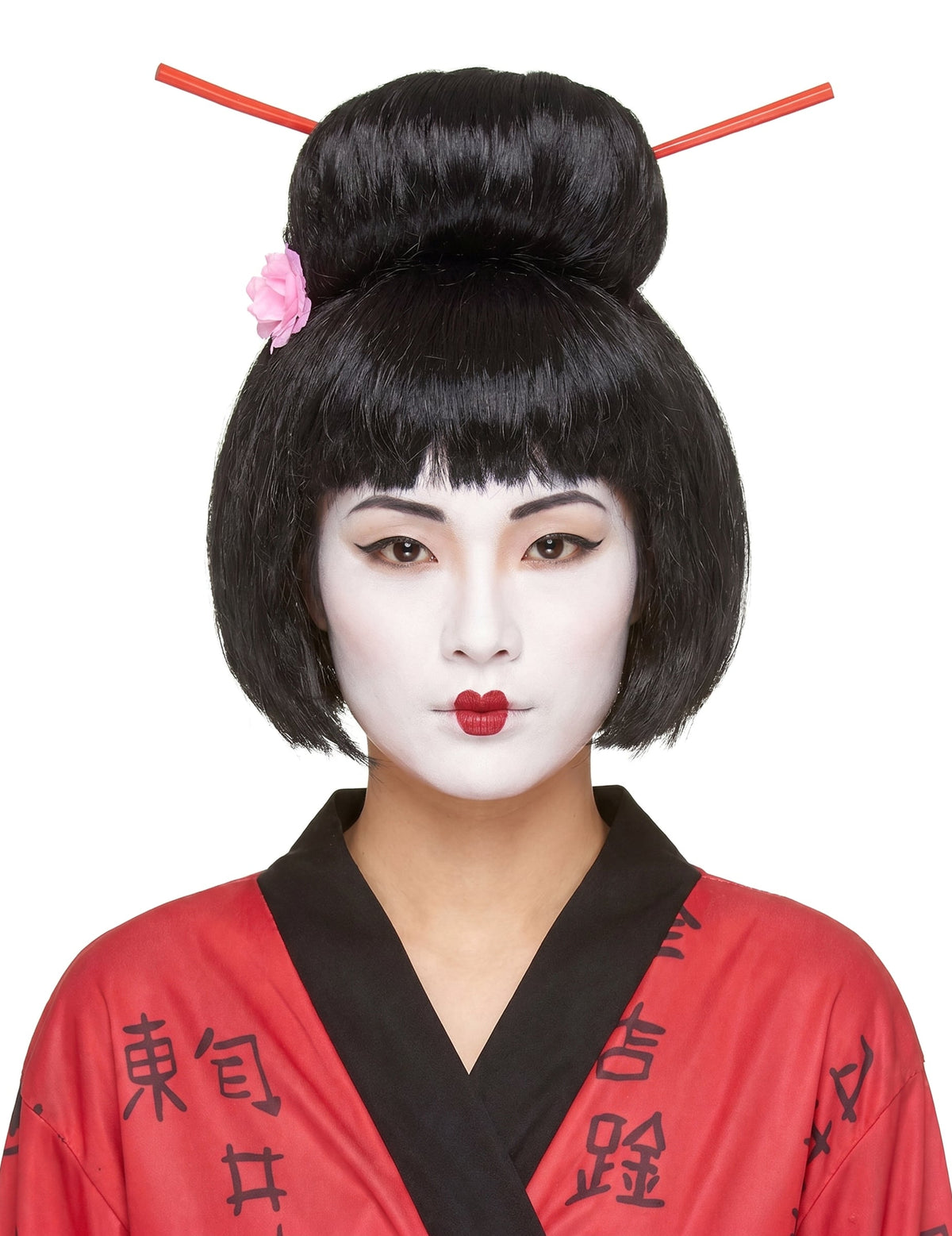 Geisha Perücke für Damen Hochsteckfrisur schwarz