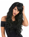 Schwarze Glamour-Langhaar-Perücke mit Locken für Damen