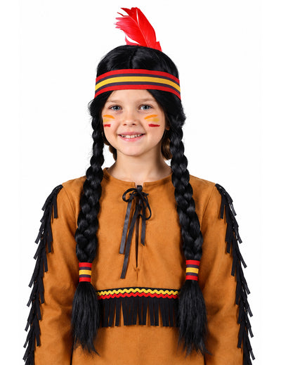 Indianerperücke mit Zöpfen für Kinder