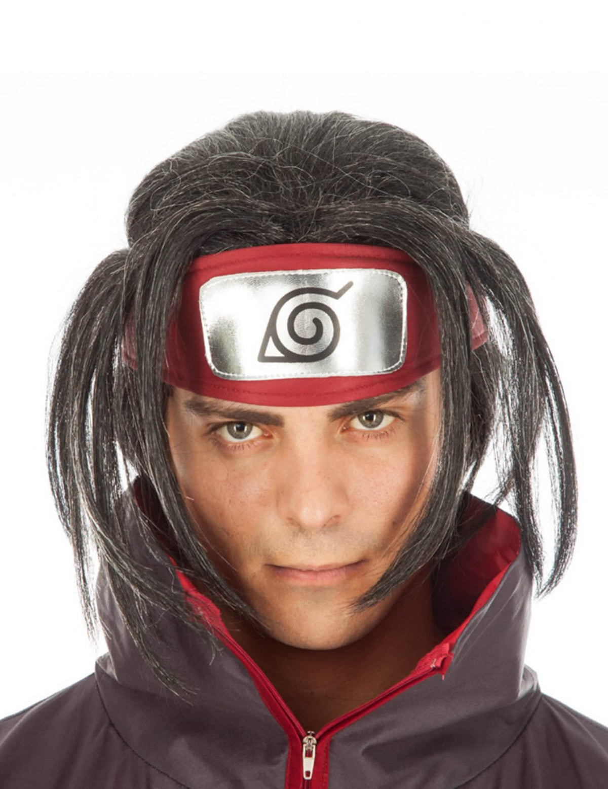 Itachi Naruto™ Perücke für Erwachsene schwarz mit rotem Stirnband