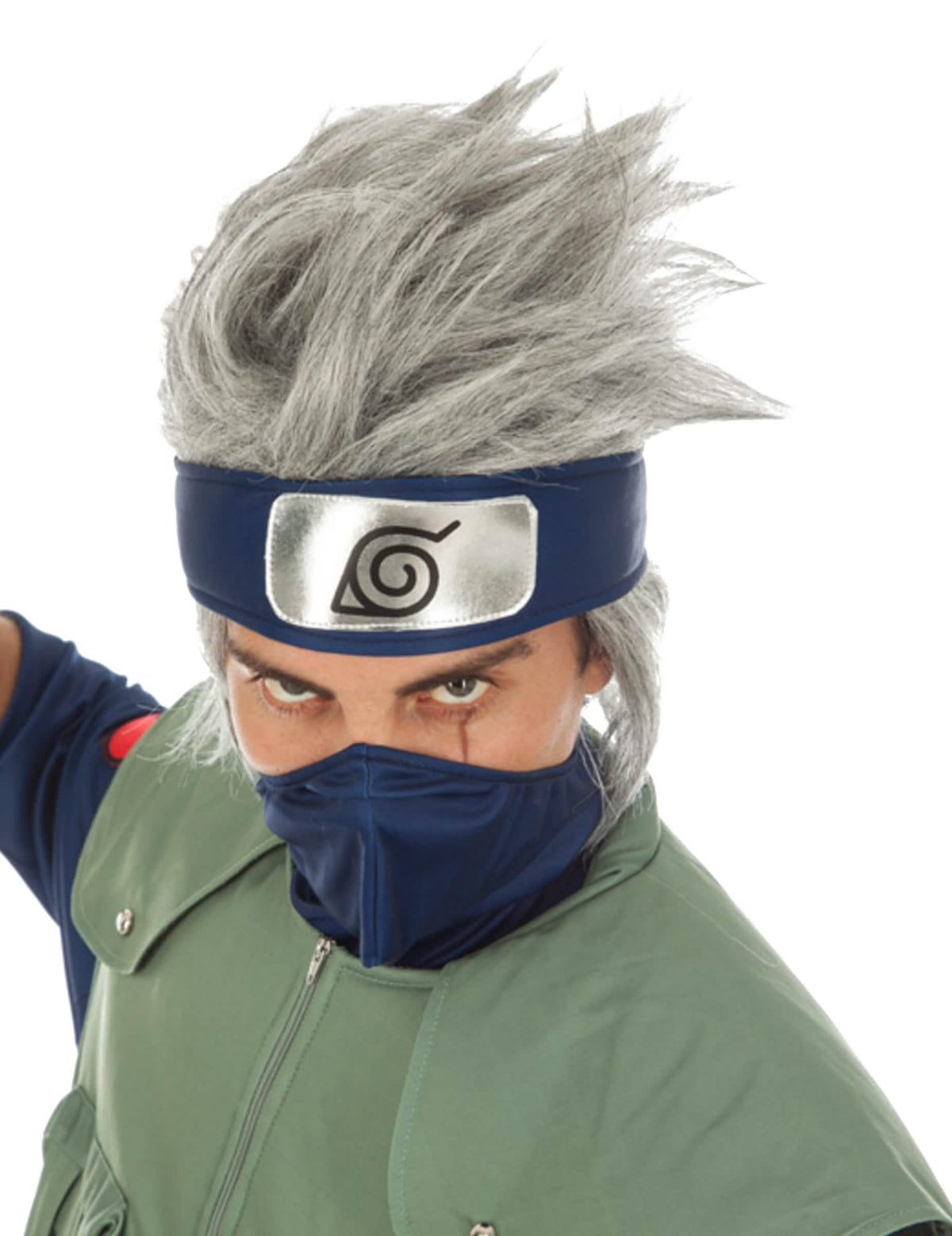 Perruque Kakashi Hatake Naruto™ pour adulte grise et hérissée