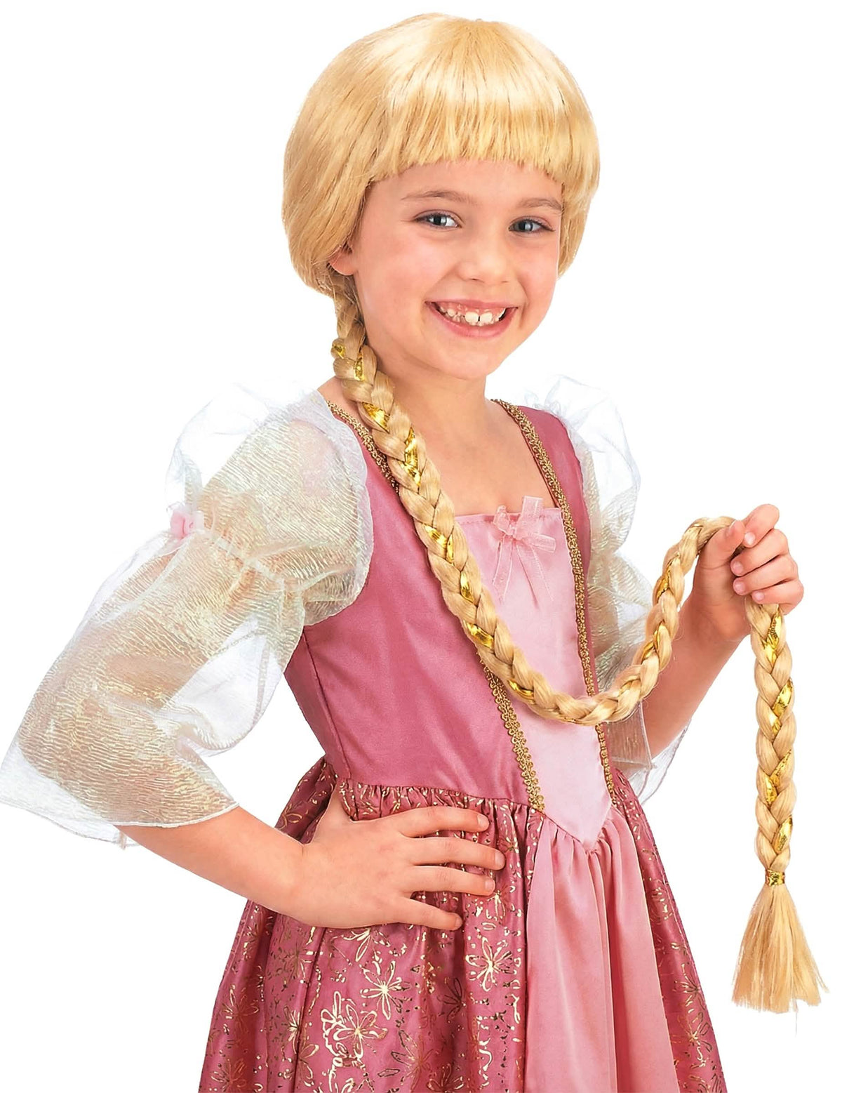 Lange geflochtene Perücke für blondes Mädchen mit Goldband