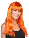 Hexen-Langhaarperücke mit Pony für Damen orange