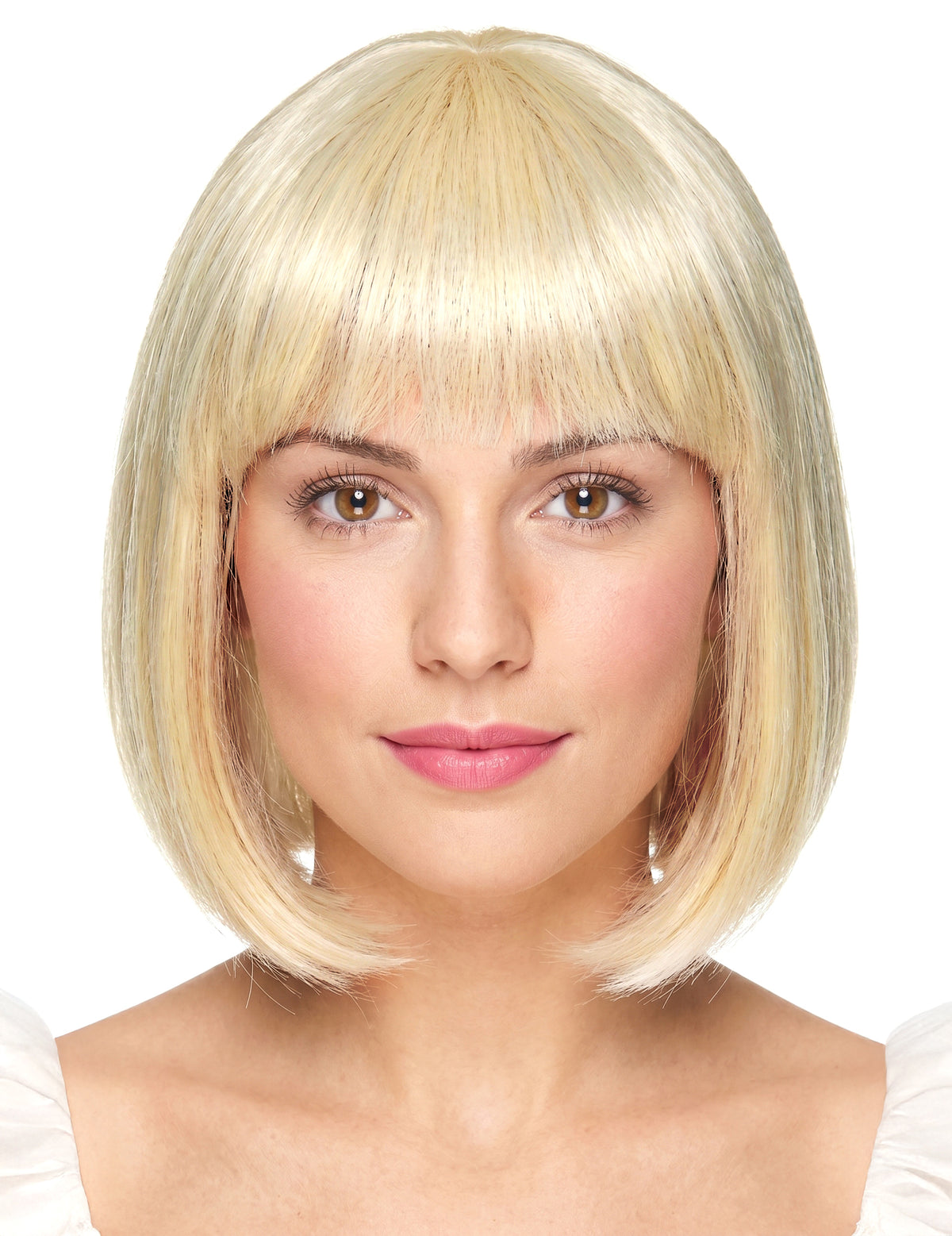 Blonde Kurzhaar Perücke im Bob-Stil mit Pony