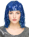 Folienperücke Lametta blau für Damen
