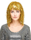 Folienperücke Lametta gold für Damen