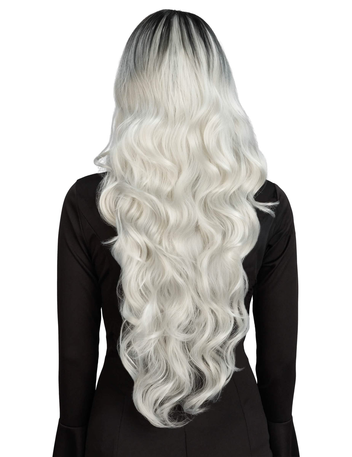 Luxus-Perücke Ombré Schwarz-Weiß für Damen