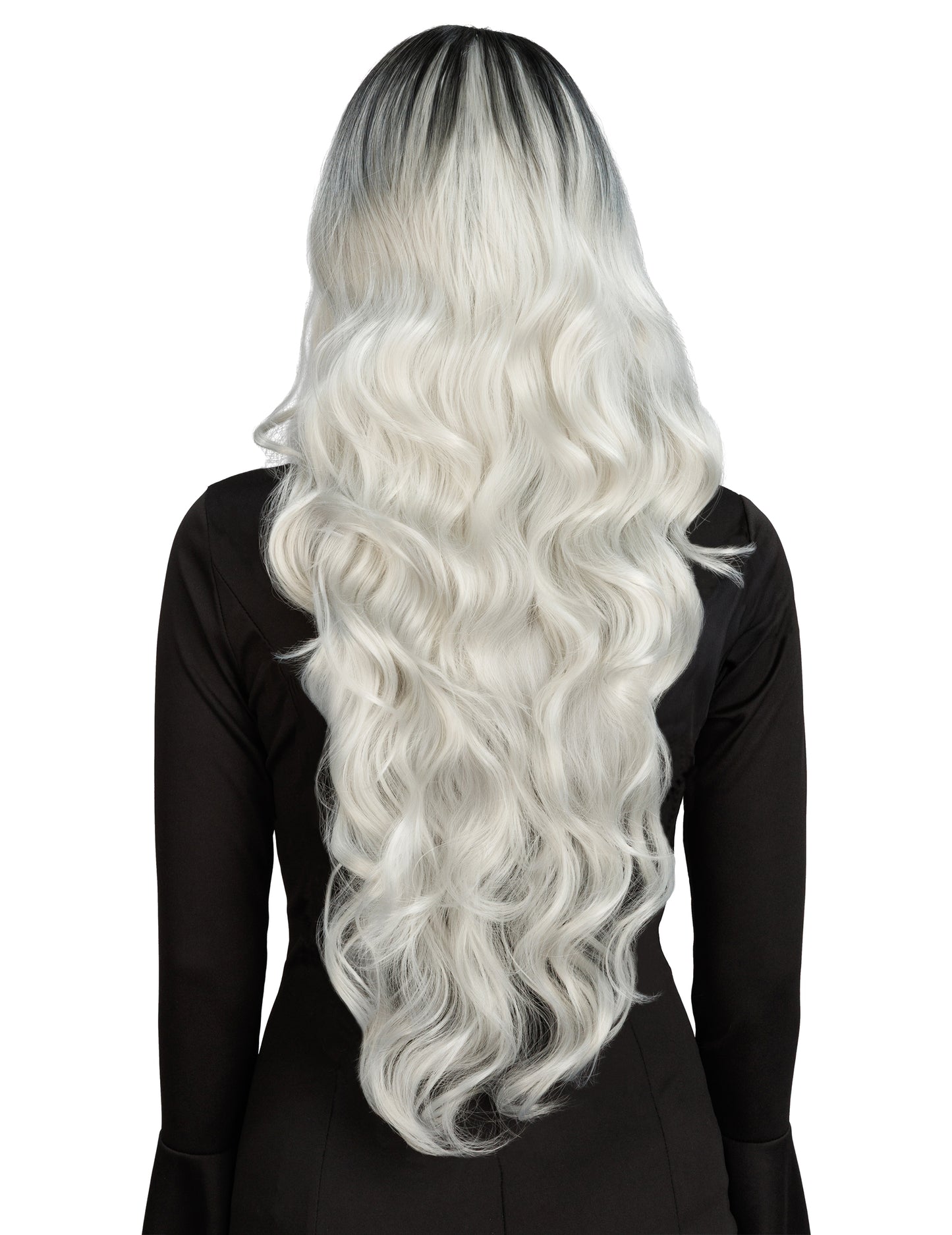 Luxus-Perücke Ombré Schwarz-Weiß für Damen