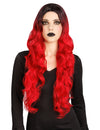 Luxus Damenperücke rot-schwarz Ombré