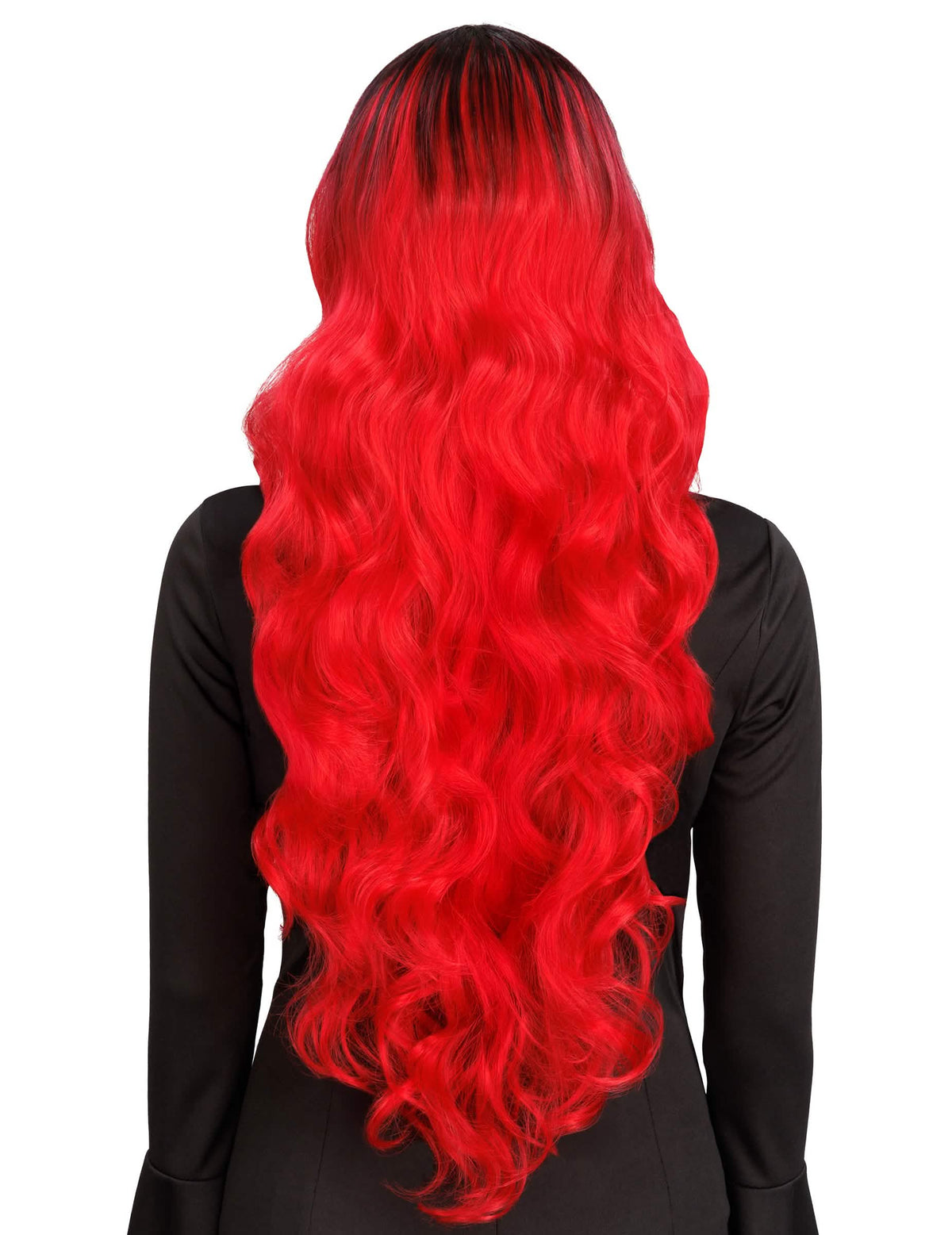 Luxus Damenperücke rot-schwarz Ombré