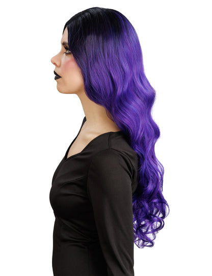 Lila-schwarze Luxus-Ombré-Perücke für Damen