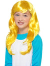 Perruque Schtroumpfette pour enfant jaune longue et ondulée
