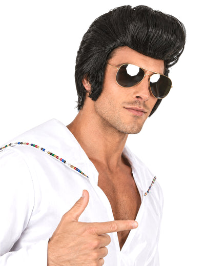Retro-Rockstar Perücke für Männer schwarz