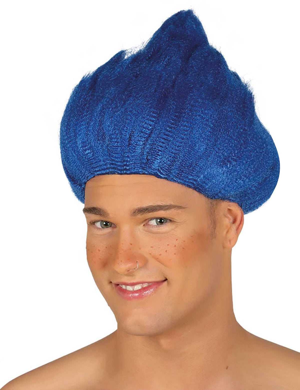 Vorderansicht der blauen Trollperücke