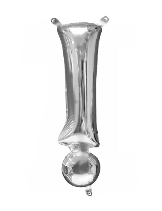 Ballon aluminium symbole point d'exclamation argent