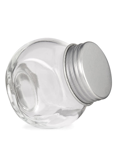 Petit bocal en verre avec couvercle en acier transparent