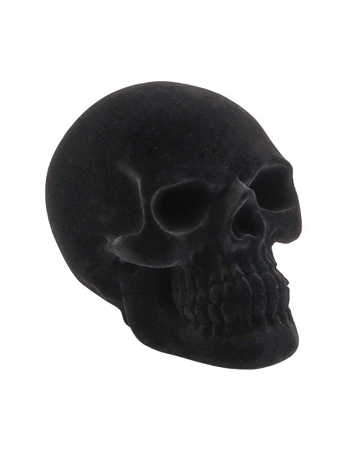 Halloween Totenkopf klein schwarz Samteffekt Deko 9,5x15x11 cm
