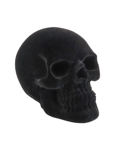 Halloween Totenkopf klein schwarz Samteffekt Deko 9,5x15x11 cm