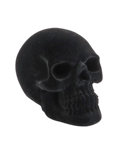Halloween Totenkopf klein schwarz Samteffekt Deko 9,5x15x11 cm
