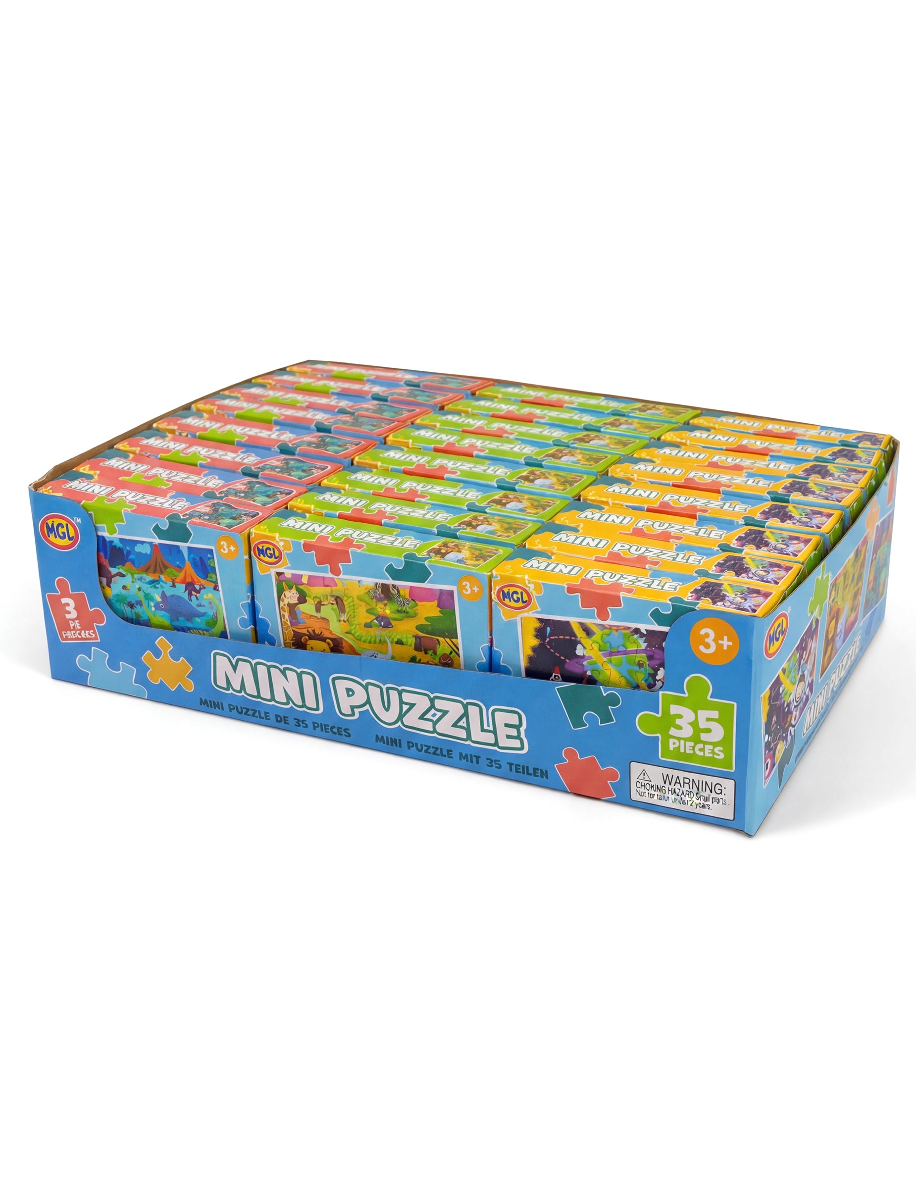 Présentoir de boîtes du petit puzzle thèmes dinosaures espace et animaux pour enfant