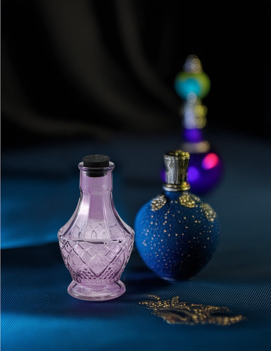 Kleines violettes Glasfläschchen Dekoration 11,5 cm