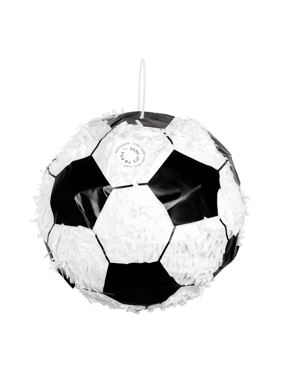 Détail de l'ouverture de remplissage du Pinata ballon de foot