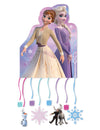 Piñata La Reine des Neiges pour enfant violette et bleue avec rubans à tirer