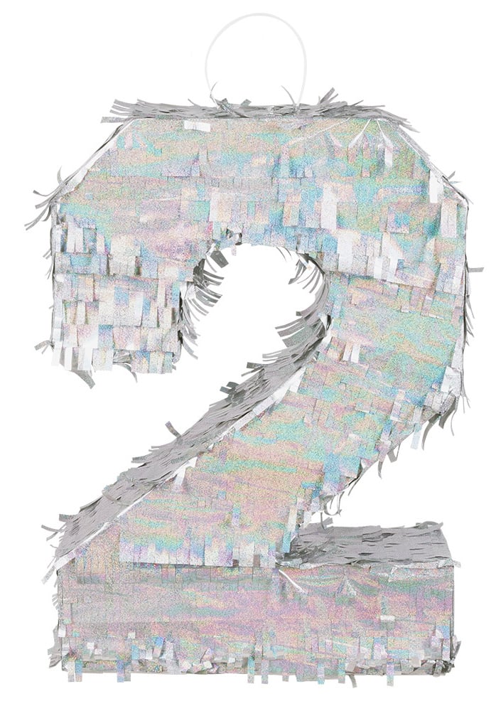 Vue de profil de la piñata chiffre 2 pour anniversaire