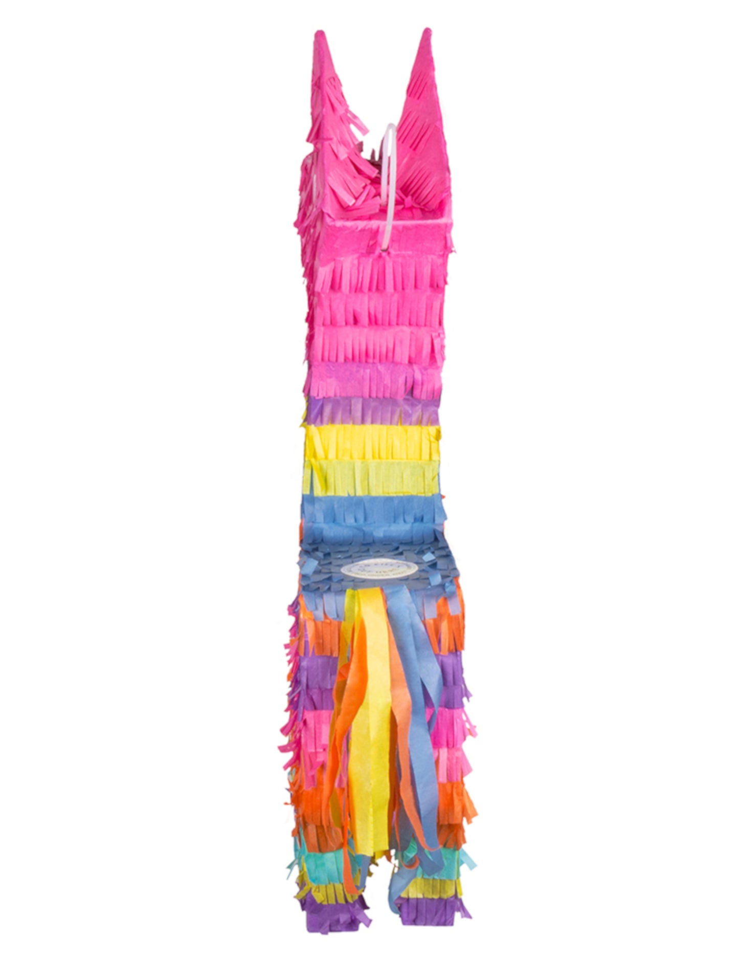 Vue de dos de la piñata lama multicolore
