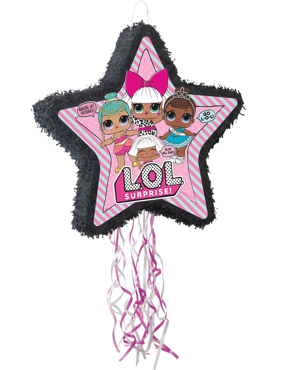 Piñata LOL Surprise™ pour enfant en forme d'étoile noire et rose