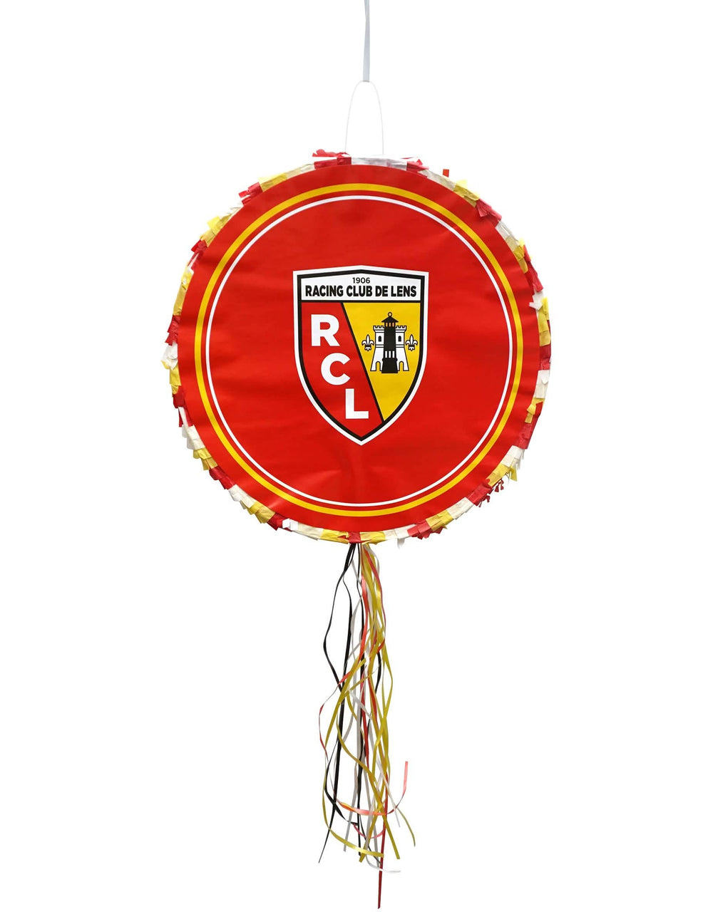Pinata ronde RC Lens pour supporter rouge et jaune