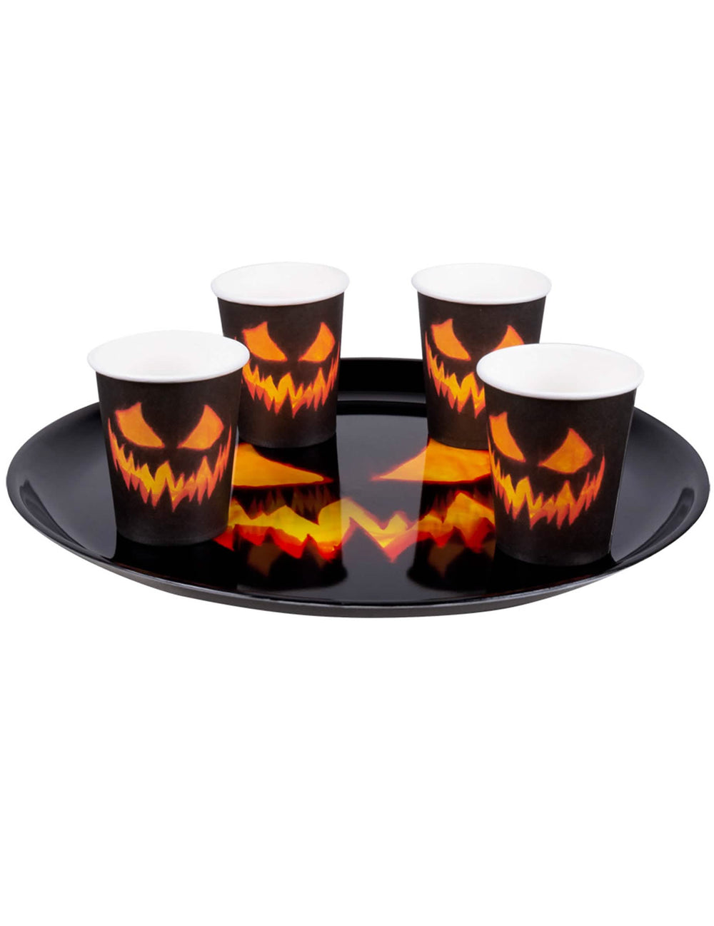 Runde gruselige Kürbis-Platte für Halloween Schwarz und orange