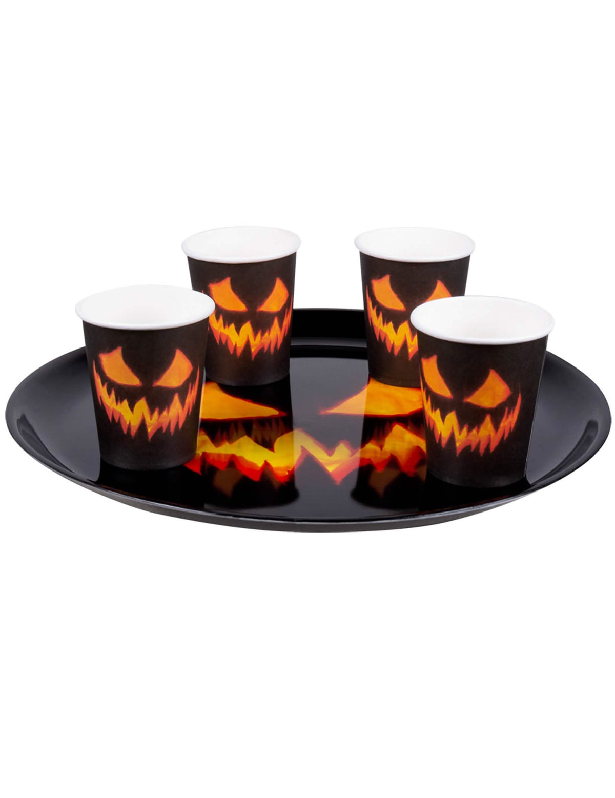 Runde gruselige Kürbis-Platte für Halloween Schwarz und orange