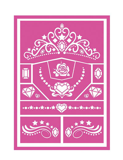 Pochoirs de maquillage princesse rose et blanc avec motifs de diadème et de cœur