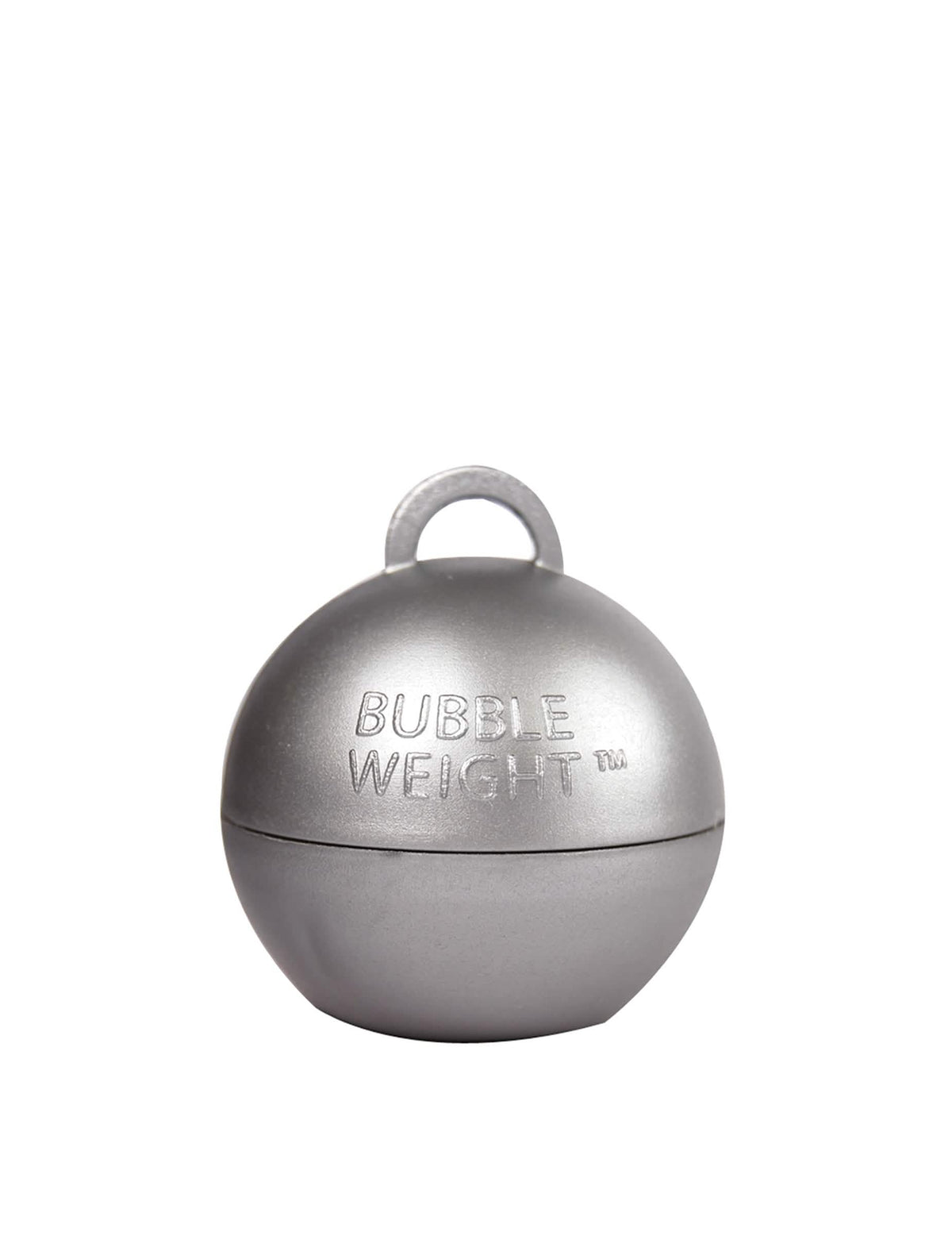 Gros plan sur l'inscription et l'attache du poids pour ballon hélium pour fête argent
