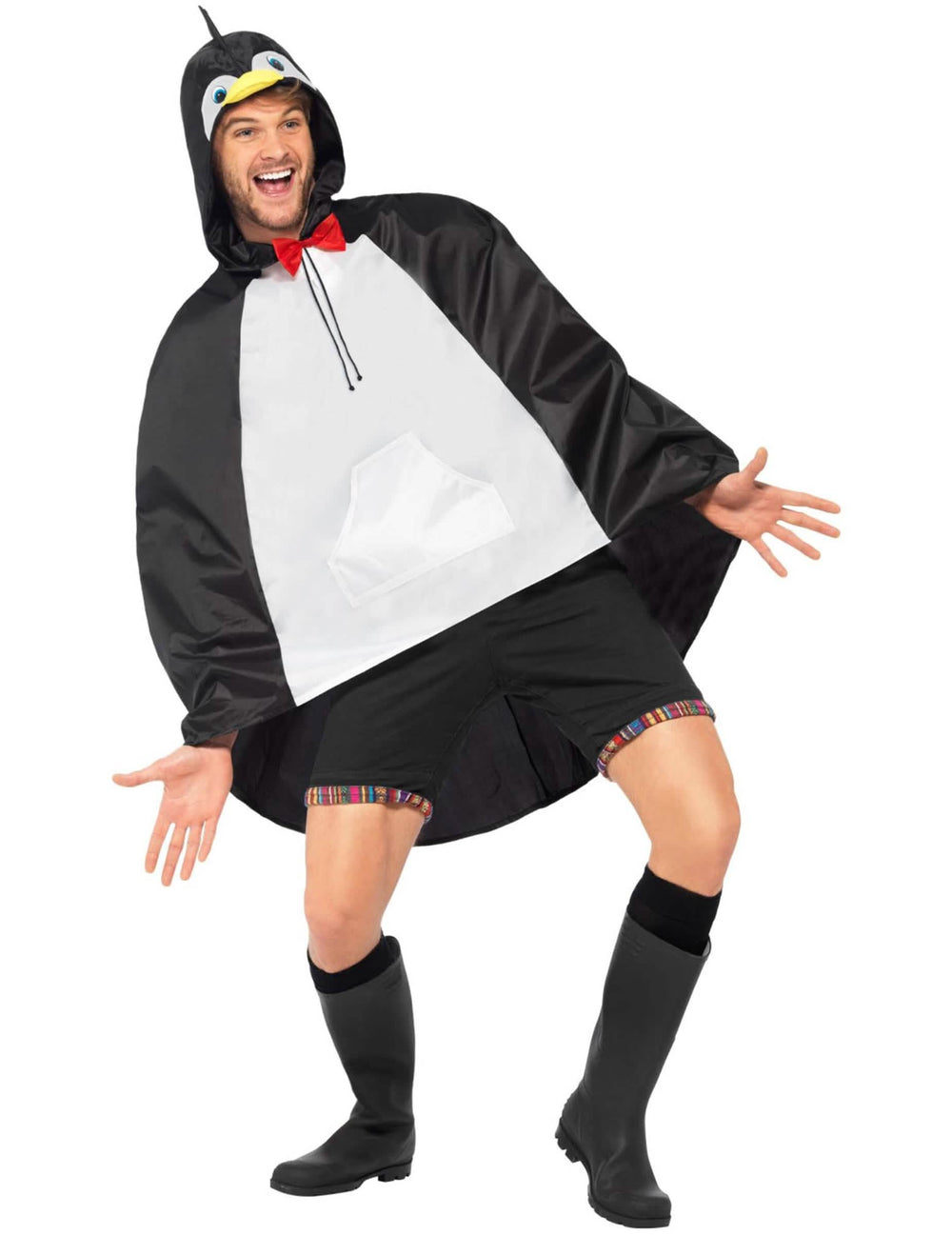 Mise en situation du poncho pingouin pour adulte