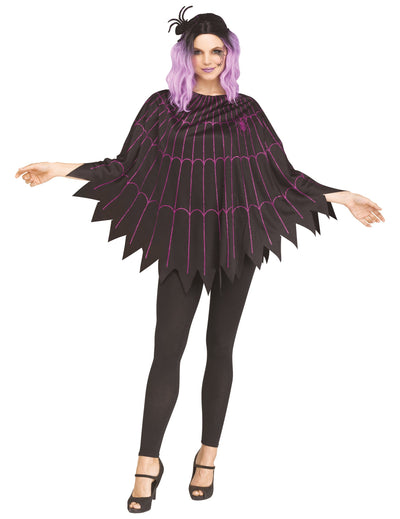 Spinnennetz-Poncho für Damen in Violett und Schwarz