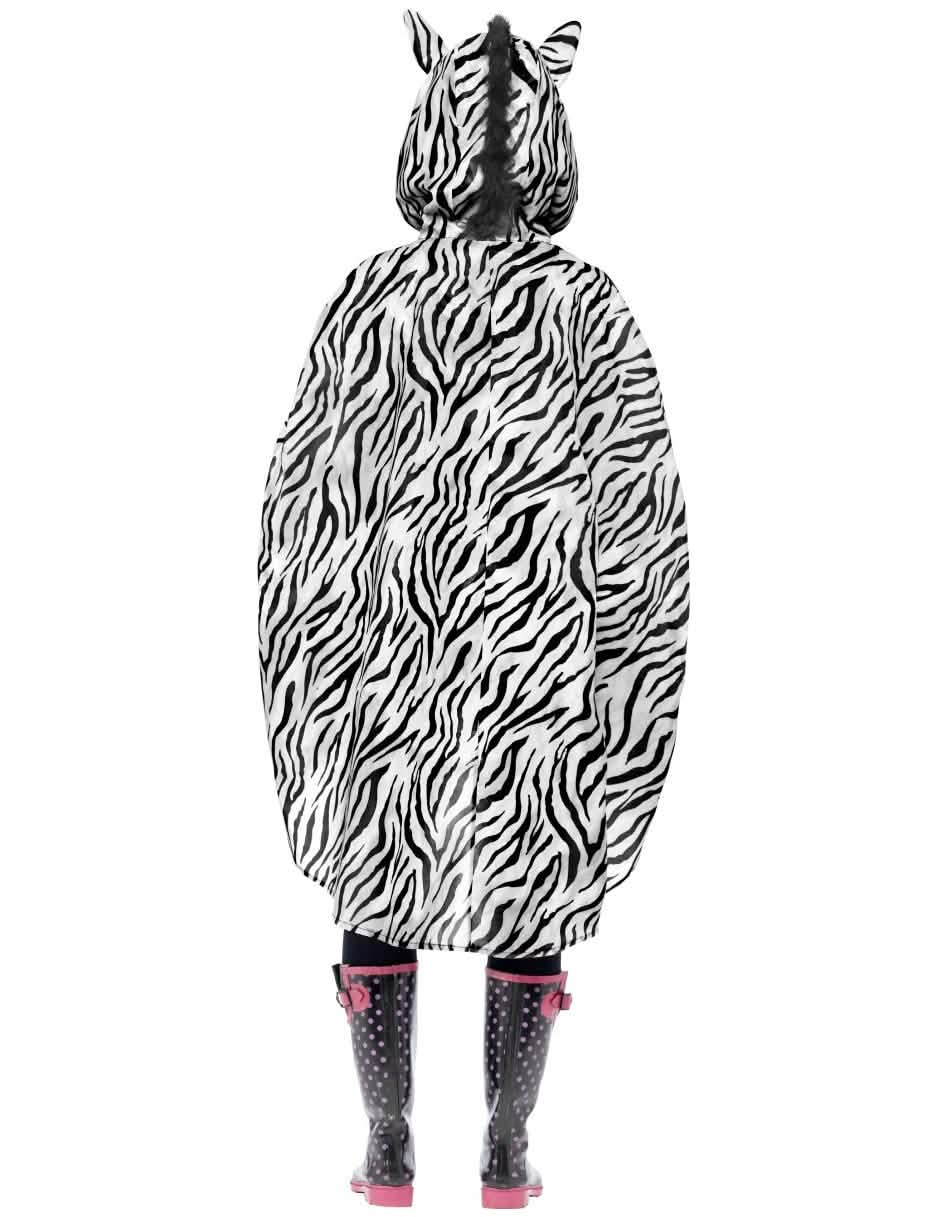 Rückansicht des Zebra-Ponchos für Erwachsene