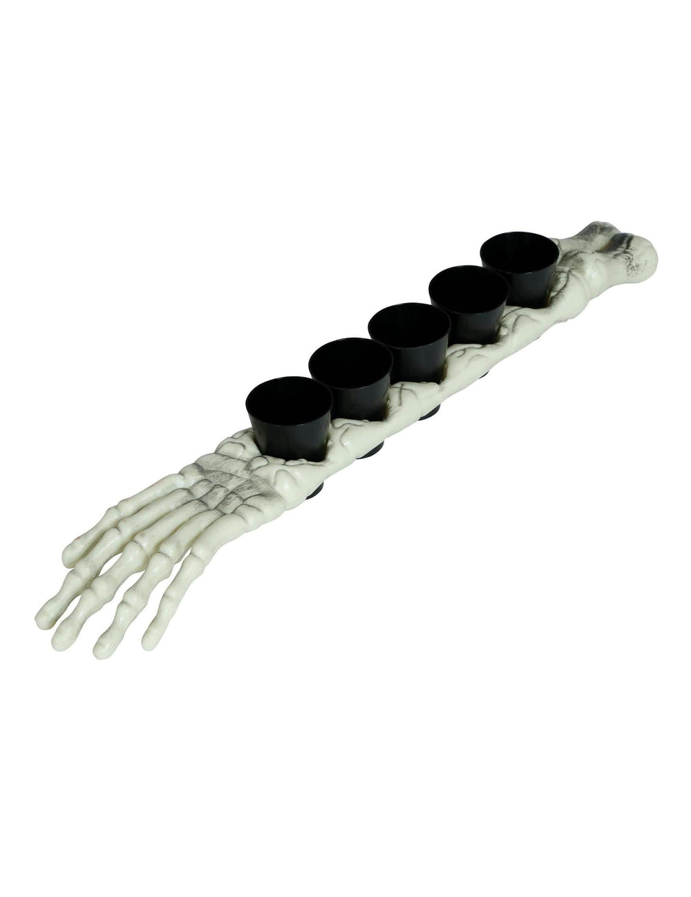 Porte shooters squelette pour adulte blanc avec 5 gobelets noirs
