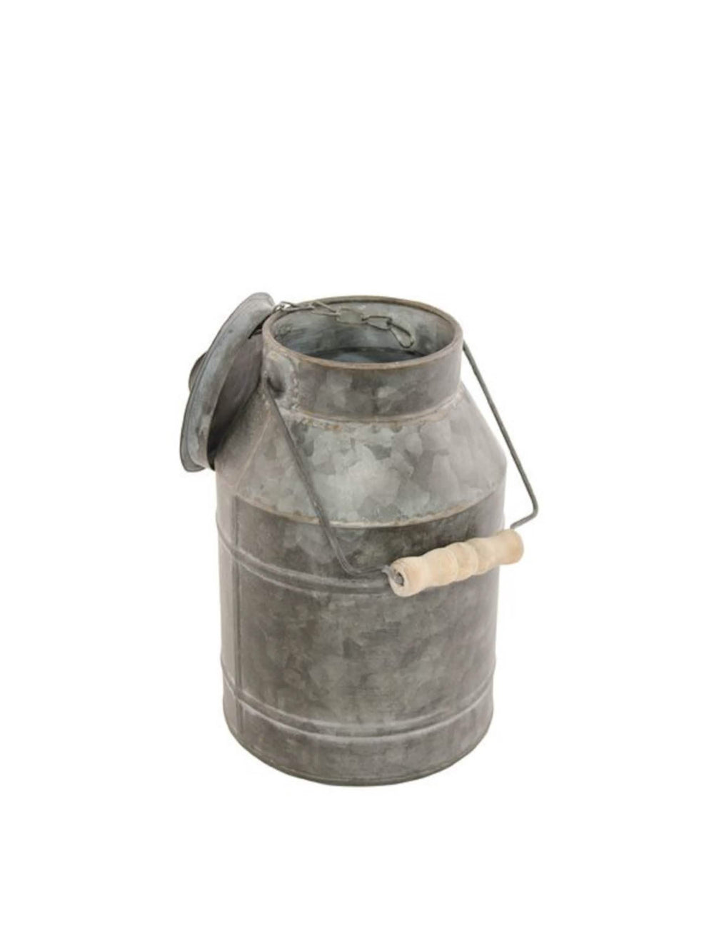 Pot à lait vintage champêtre pour décoration en zinc avec couvercle