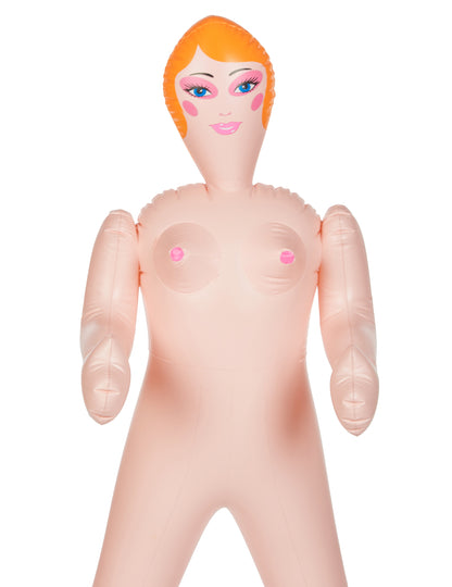 Détail du buste et du visage de la poupée gonflable femme pour adulte