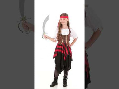 Déguisement pirate corset marron et noir fille
