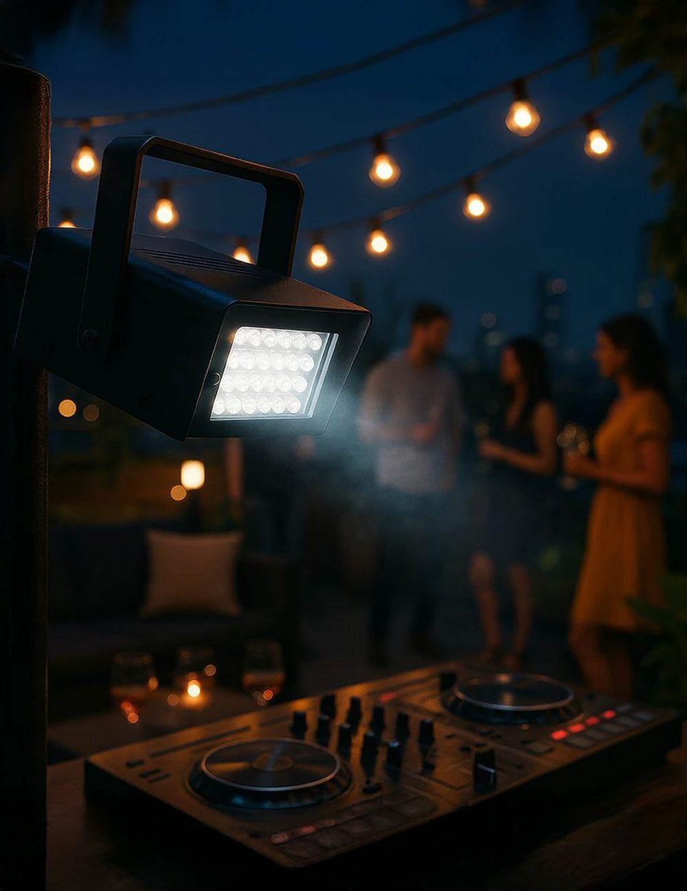 Mise en situation lors d'une soirée du Projecteur lumière Flash stroboscopique pour fête