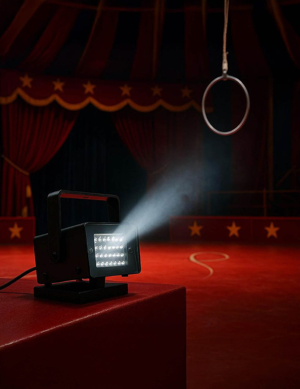 Mise en situation dans un décor de cirque du Projecteur lumière Flash stroboscopique pour fête